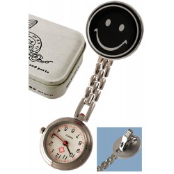 1T. Reloj de colgar negro «Smile» metálico con pinza. En estuche metálico.