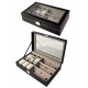 1T. Black Watch box / Jeweler Stitched on White for 6 Watches