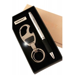 1T. Case with ballpoint pen and metal bottle opener bottle opener / gun