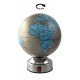 1T. Ø14 cm. Globo terráqueo plata/azul giratorio.