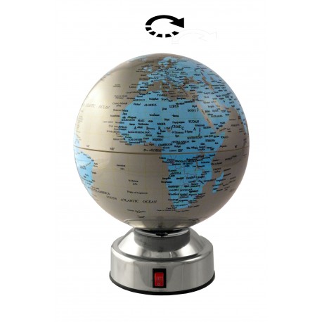1T. Ø14 cm. Silver & blue rotating globe.