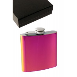 1T. 6 oz. Metallic flask red iridiscent with case.
