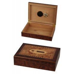 3T. Humidor with hygrometer and magnetic humidifier «Cigar» intarsia finished