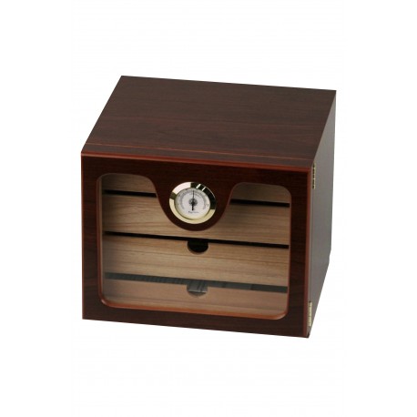3T. Cigar cabinet in cherry colour with acrylic door, humidifiers and hygrometer