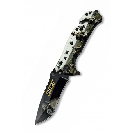 3T. 8.2 cm Pocket knife «ALBAINOX» FOS 3D Photo printing «ARMY» with aluminium handle and stainless steel blade