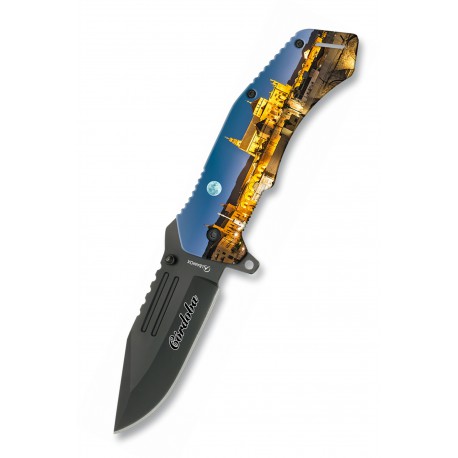 3T. 9 cm Pocket knife negra «ALBAINOX» 3D Photo printing «CORDOBA»with aluminium handle and stainless steel blade