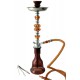 1T. 56 cm. Shisha  (pipa de agua) ámbar de metal y cristal, con 1 boquilla