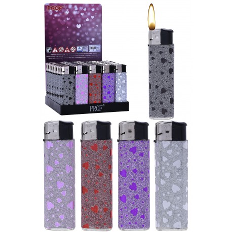 3T. Display with 50 piezo lighters «shiny hearts»