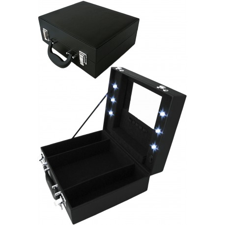 1T. Portable black case with light for makeup