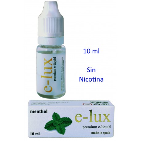 3T. e-liquid Menthol 0 mg. envase con 10 ml. «e-lux»