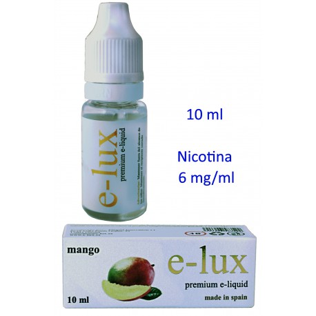 3T. e-liquid Mango 6 mg. envase con 10 ml. «e-lux»