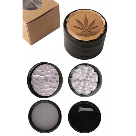 1T. Ø6,2 cm. metallic grinder black and amber 4 parts
