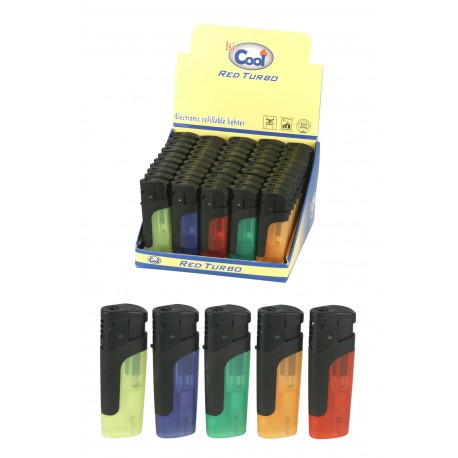 3T. Expositor con 50 encendedores turbo «COOL» colores surtidos