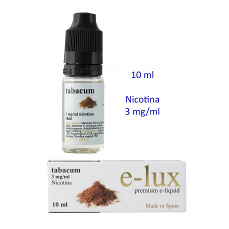 3T. e-liquid Tabacum 3 mg. envase con 10 ml. «e-lux»