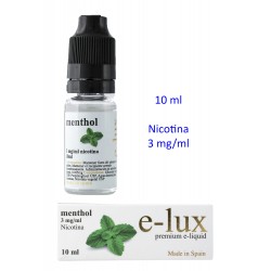 3T. e-liquid Menthol 3 mg. bottle with 10 ml. «e-lux»