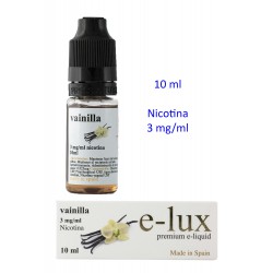 3T. e-liquid Vainilla 3 mg. bottle with 10 ml. «e-lux»
