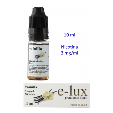 3T. e-liquid Vainilla 3 mg. envase con 10 ml. «e-lux»