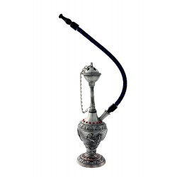 5T. Shisha (pipa de agua) color plata/rojo con motivos egipcios