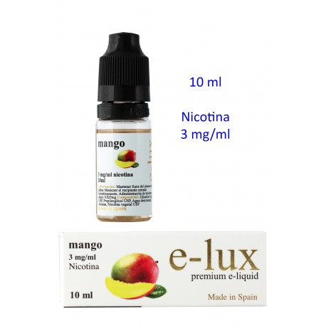 3T. e-liquid Mango 3 mg. envase con 10 ml. «e-lux»