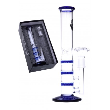 3T. 28 cm. Bong de cristal azul