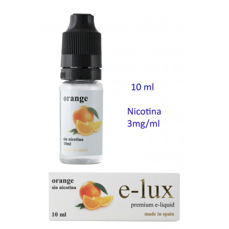 3T. e-liquid Orange 3 mg. envase con 10 ml. «e-lux»