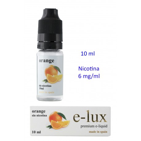 3T. e-liquid Orange 6 mg. envase con 10 ml. «e-lux»