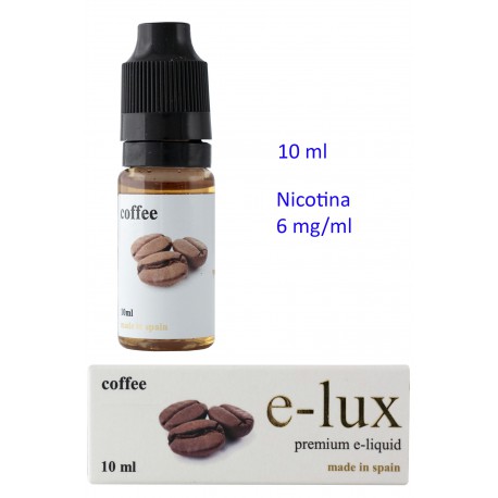 3T. e-liquid Coffee 6 mg. envase con 10 ml. «e-lux»