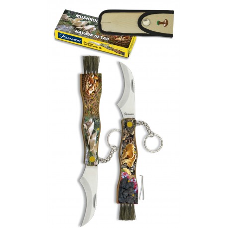 3T. 7,5 cm Navaja «ALBAINOX» para setas con mango de madera decorada