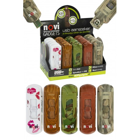 3T. Display with 25 electric lighters. Recharge for USB