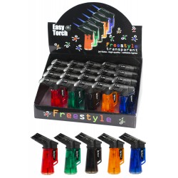 3T. Expositor 20 encendedores turbo jet «Easy Torch» freestyle transparentes