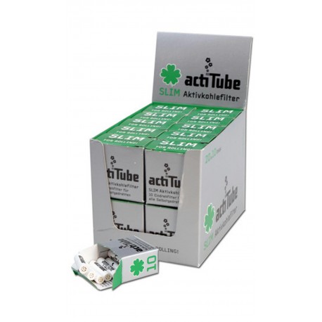 4T. Expositor con 20 Cajas con 10 filtros de Ø7 mm. «Actitube» de carbón activo.