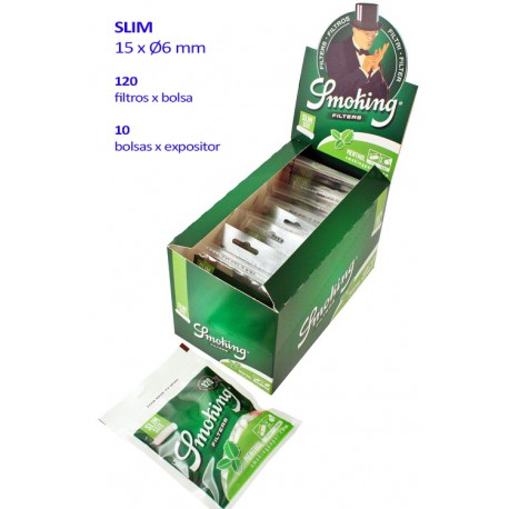 4T. Expositor de filtros «Smoking» menthol slim (10 bolsas x 120 filtros)