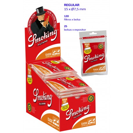 4T. «Smoking» display filters Regular thinner 7,5 mm. (25 bags x 120 filters)