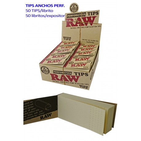 4T. «Raw»  Display with 50 booklets of 50 WIDE tips Hemp Cotton