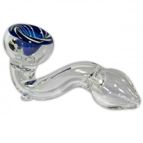 3T. 12 cm blue glass pipe