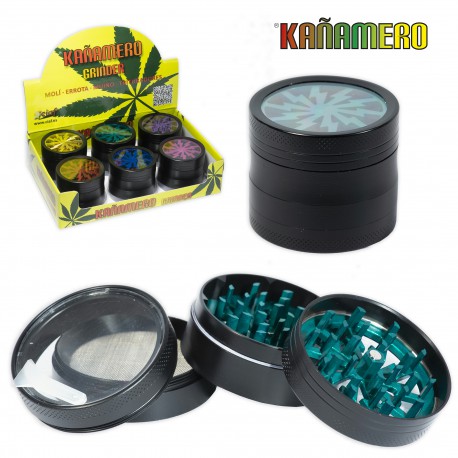 1T. Ø5,2 cm. Display with 6 Grinders 4 parts assorted colours