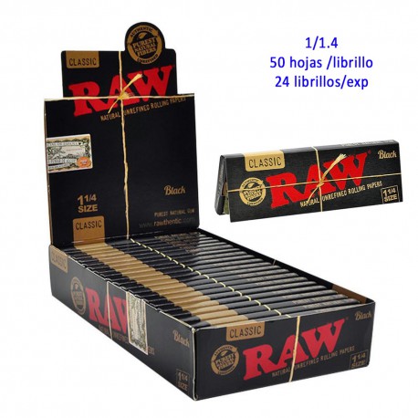 4T. «Raw» Black 1 1/4 Expositor con 24 libritos de papel