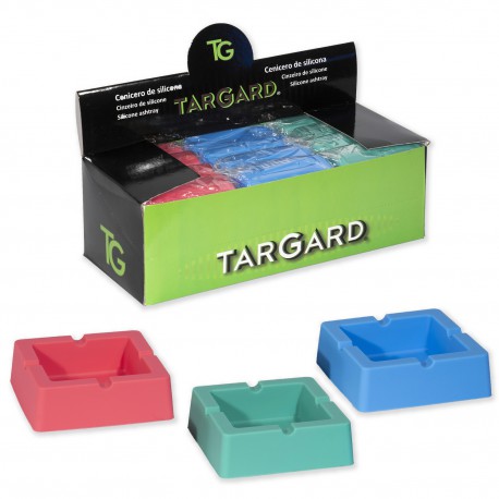 1T. Display with 12 square silicone ashtrays assorted colors