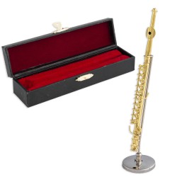 5T. Decorative miniature metallic flute. With metallic support & case