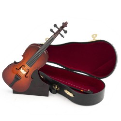 5T. Decorative miniature wooden cello. With case & support