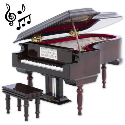 5T. Decorative miniature piano in wood. Con music box
