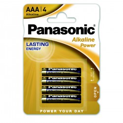 3T. Blister with 4 alkaline batteries Size S - 1,5V AAA Panasonic Power LR03