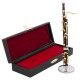 5T. Decorative miniature wooden red bassoon. With metallic support & case