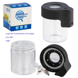 1T. Glass canister for storage with LED light