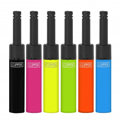 4T. Display with 24 Clipper piezo lighters «MINI TUBE» SHINY COLOURS