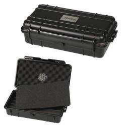 3T. Black acrylic humidor for 10-15 cigars with humidifier and hand strap