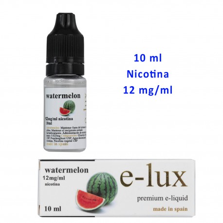 3T. E-Liquid Watermelon 12 mg. envase con 10 ml «e-lux»