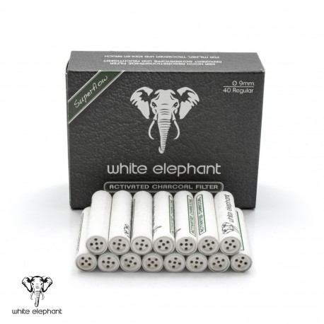 3T. Caja con 40 filtros de 9 mm. «White Elephant» para cachimba.