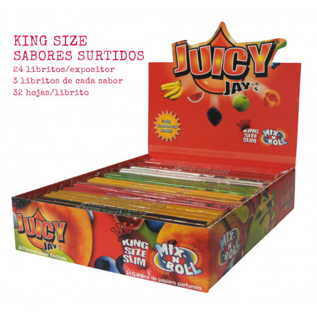 4T. «Juicy Jay´s» Display with 24 King Size booklets «Mix N Roll» flavor 32 sheets