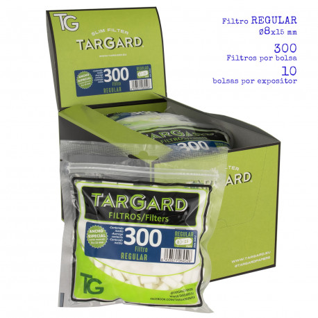 5T. 300 filtros REGULAR 8 mm Expositor «TarGard» con 10 bolsas